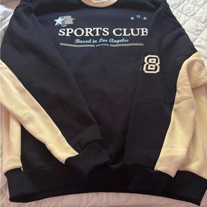 Sports Club Women's Black and Cream Sweater